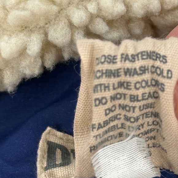 Duluth Trading Co Womens Sherpa Fleece Full Zip Jacket Navy Cream Orange Large - Picture 3 of 6